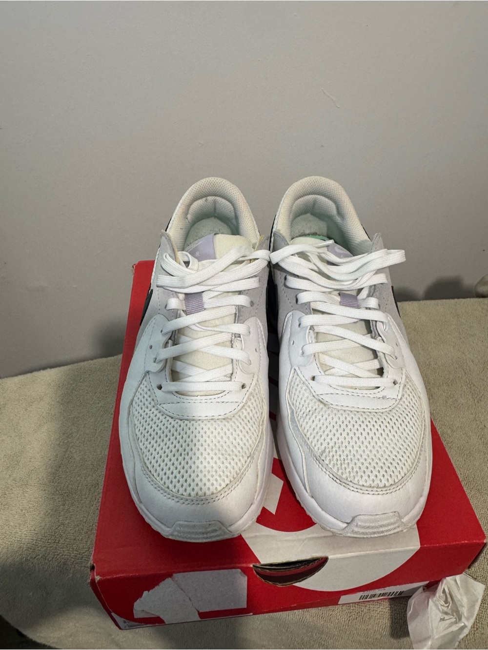 Nike Kids White Sneakers with Subtle Lavender Accents
